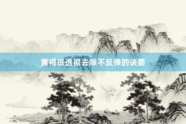 黄褐斑透彻去除不反弹的诀要